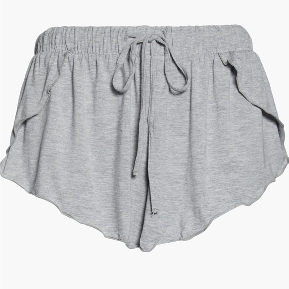 Free People The Essential Heather Grey Ruffled Lounge Shorts. Size Medium - Picture 3 of 7